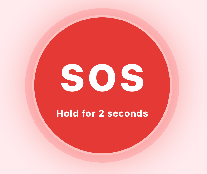 SOS — Hold for 2 seconds หมายถึงกดค้าง 2 วินาที