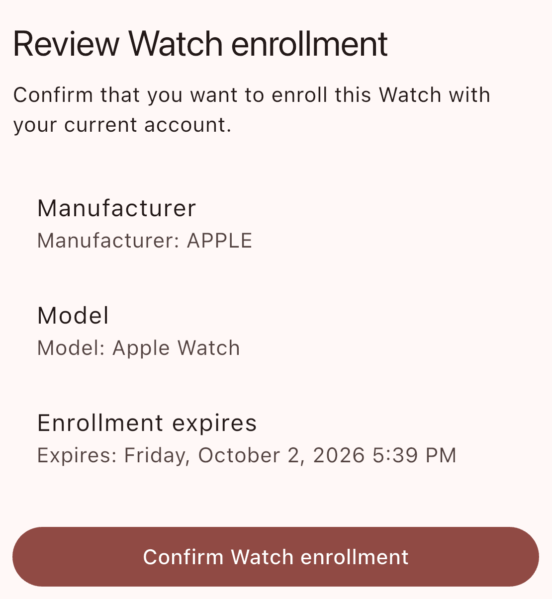 ตรวจ Manufacturer, Model และ Enrollment expires ก่อน Confirm